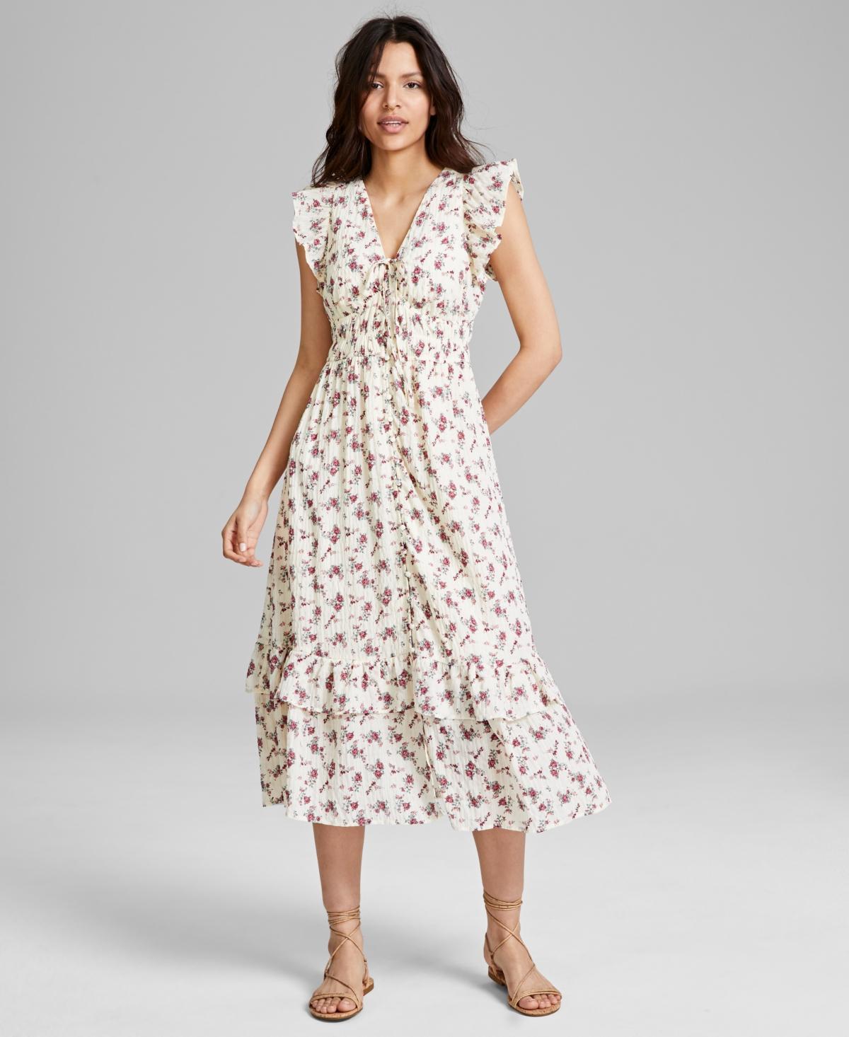 Women's Button-Front Tiered Ruffle Dress, Created for Macy's  Product Image