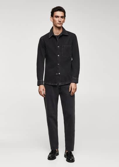 MANGO MAN - Pocket denim overshirt black denimMen Product Image