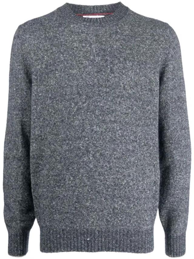 BRUNELLO CUCINELLI Wool And Cotton Blend Crew Neck Jumper In Blue Product Image