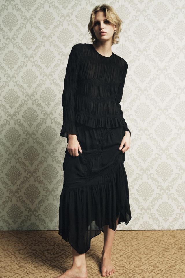 ASYMMETRIC SKIRT WITH TEXTURED RUCHING Product Image