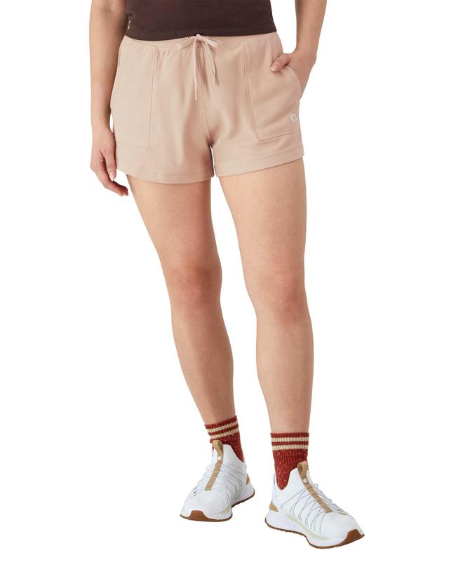 Womens Champion Campus Pique Shorts, C Logo, 2.5 Champagne Frost L Product Image