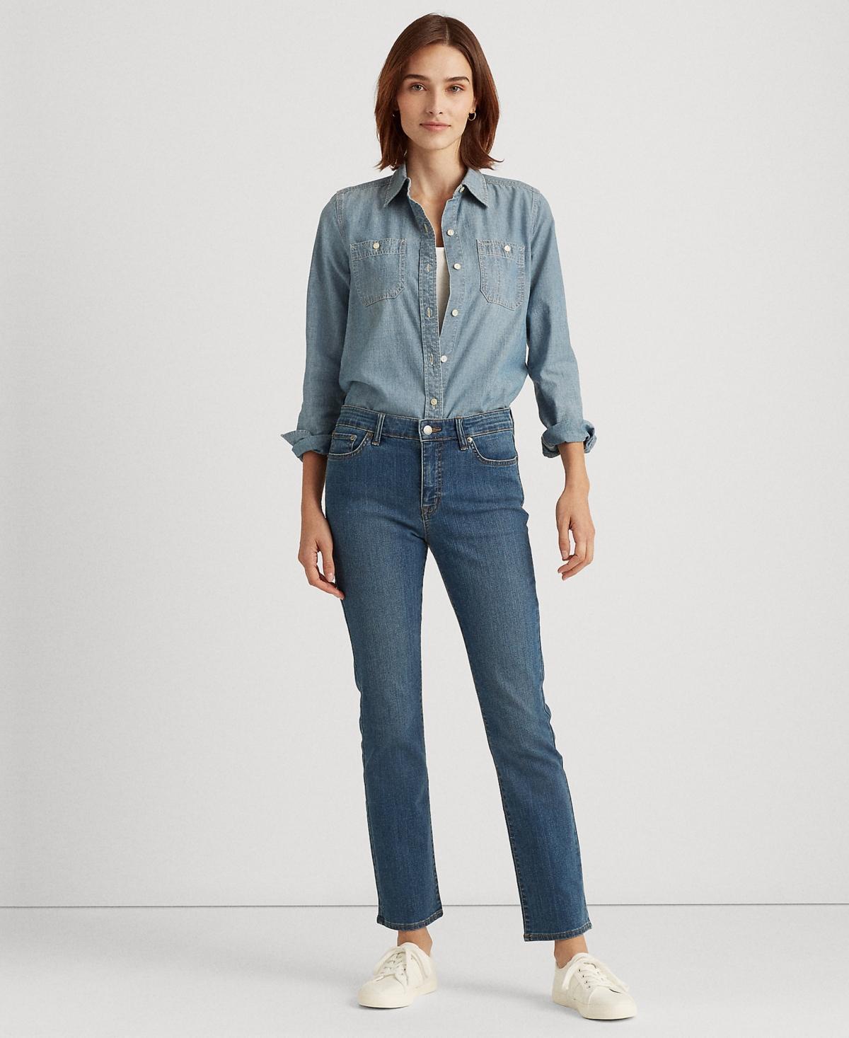 Lauren Ralph Lauren Petite Size Premier Straight Leg Jeans Product Image