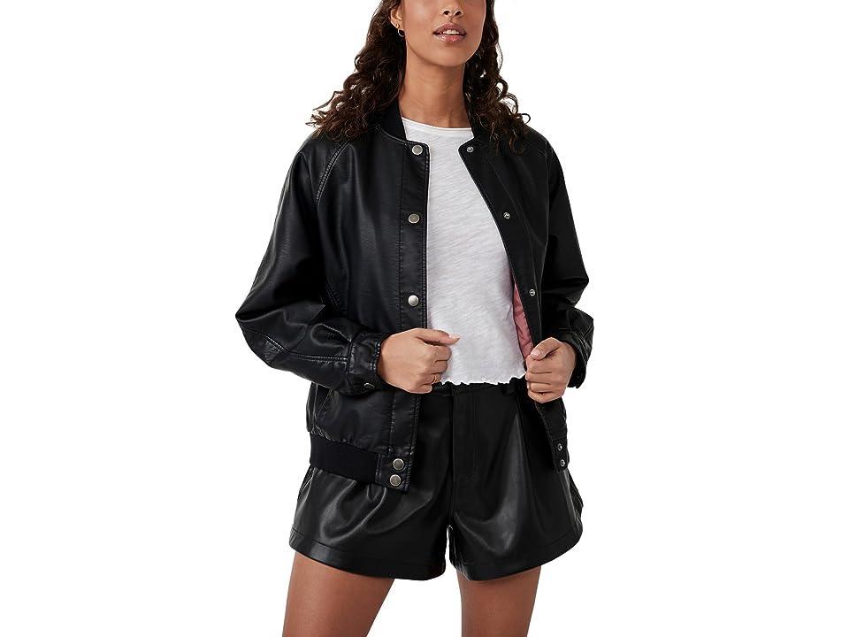 Womens Wild Rose Vegan Leather Bomber Jacket Product Image