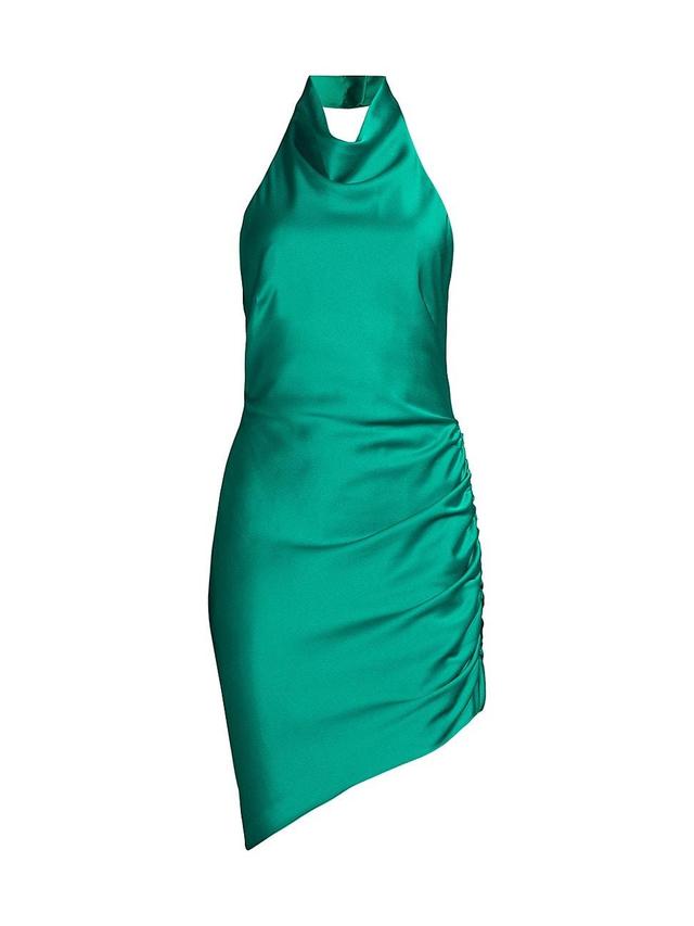 Womens Satin Halter Cowlneck Minidress Product Image