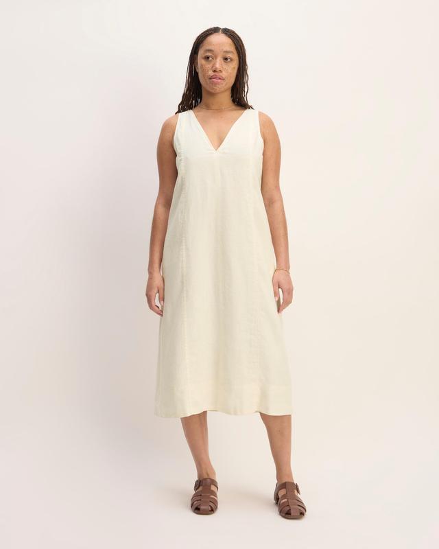 The Linen V-Neck Midi Dress Product Image