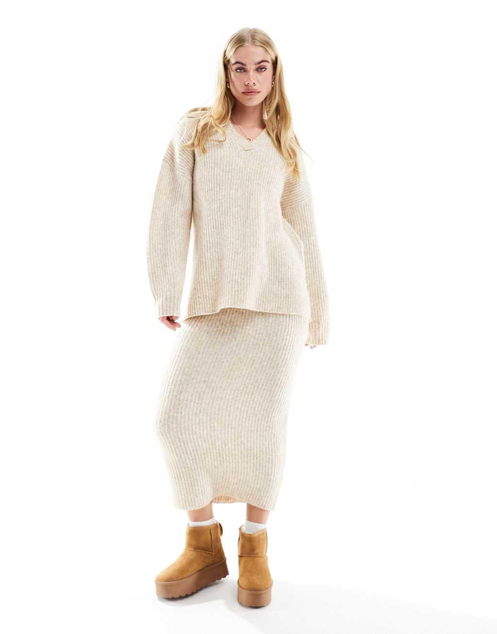 ASOS DESIGN collared sweater in oatmeal - part of a set Product Image