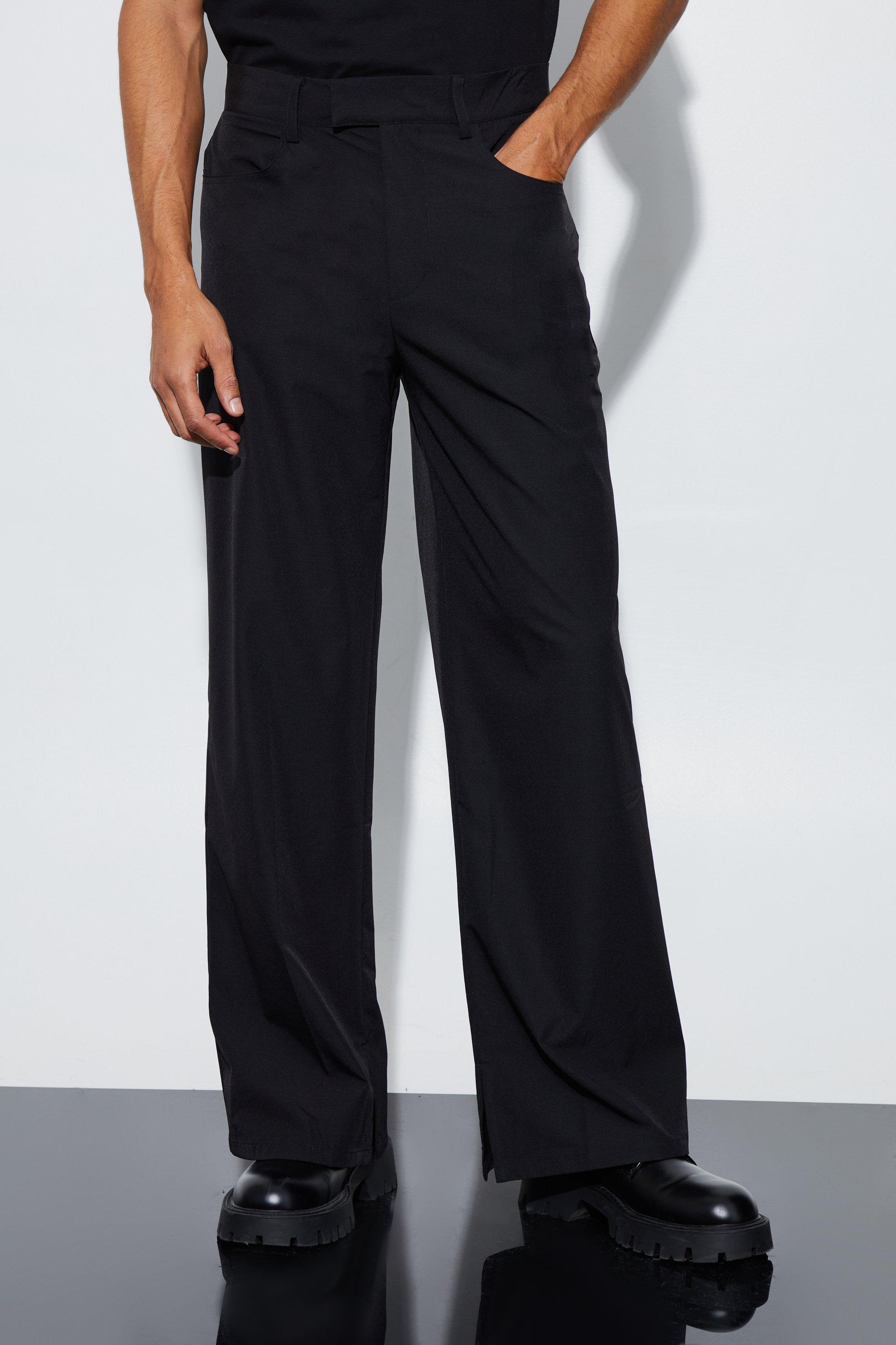 Stretch Straight Flared Split Hem Pants | boohooMAN USA Product Image