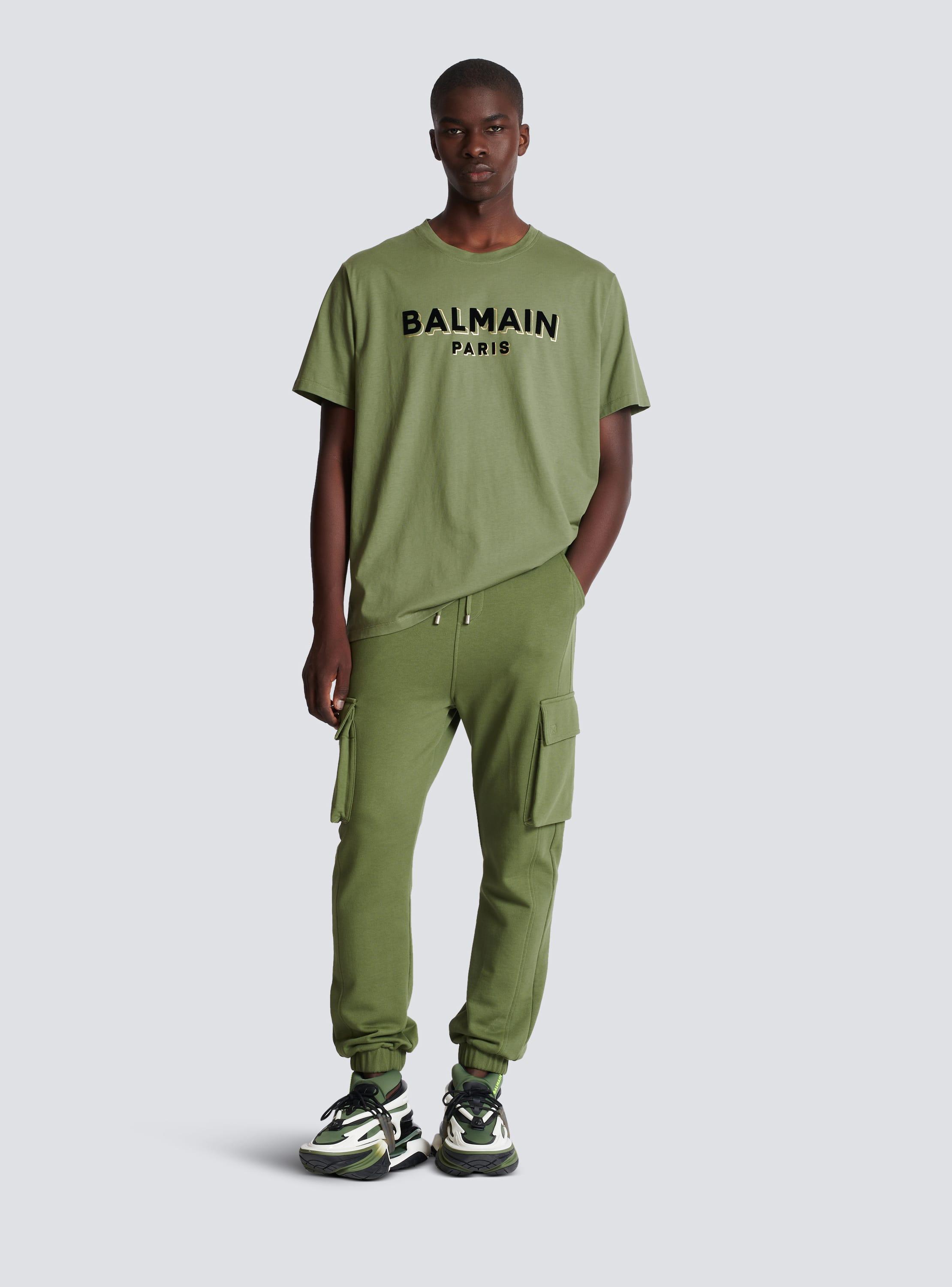 Cargo joggers with Balmain Paris print  Product Image