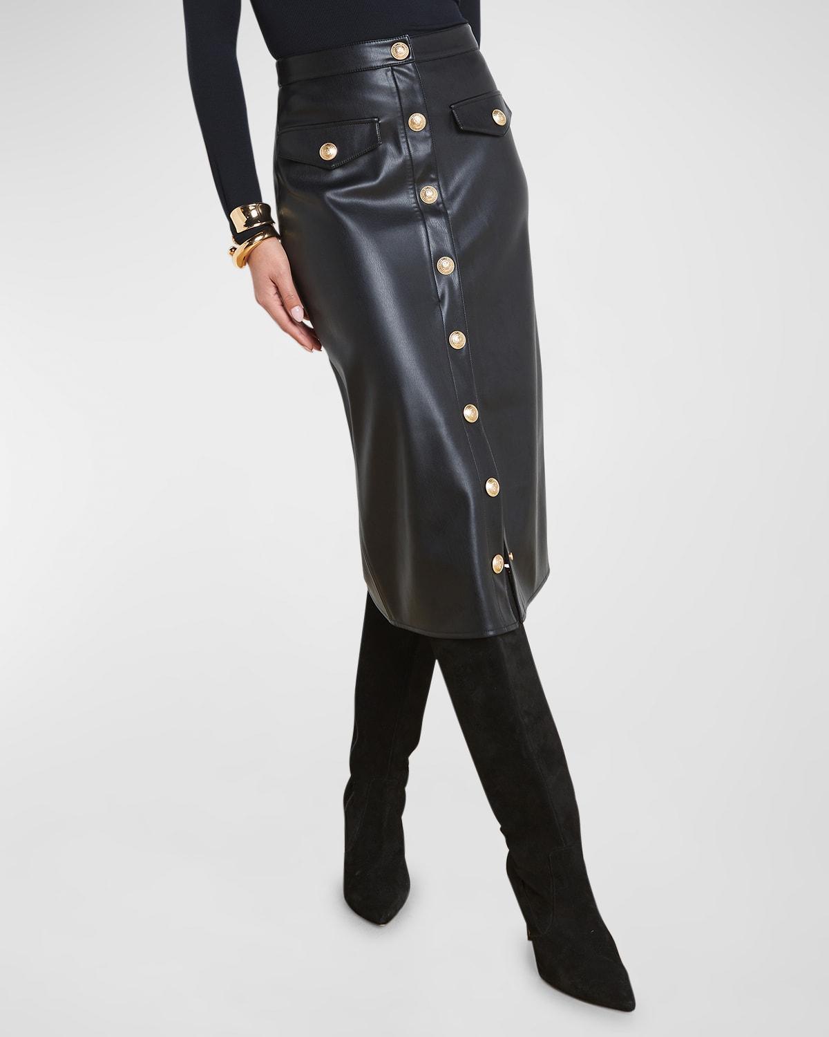 Womens Milann Faux Leather Midi-Skirt product image