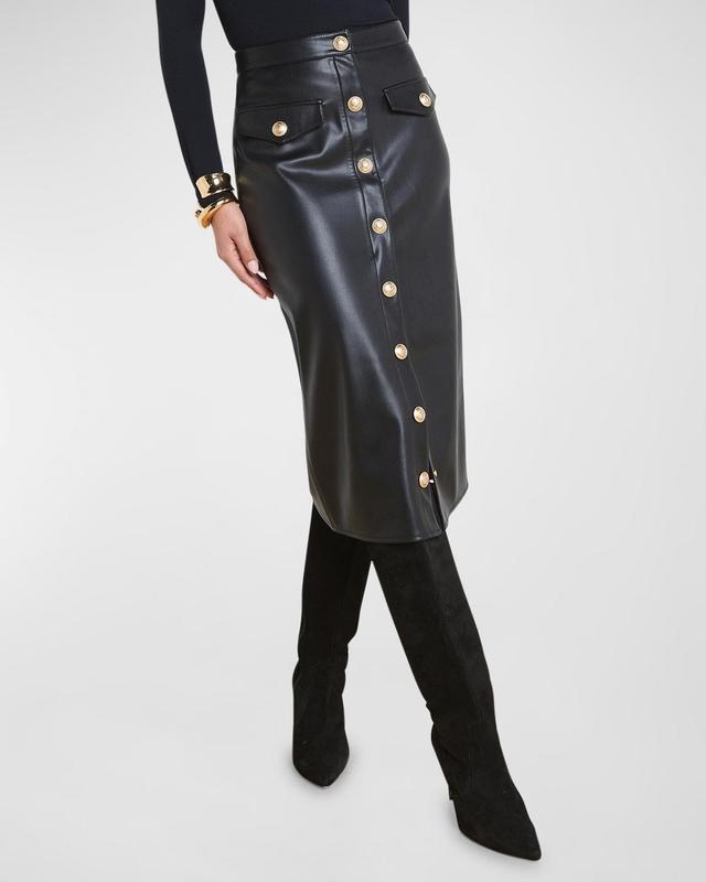 Womens Milann Faux Leather Midi-Skirt Product Image