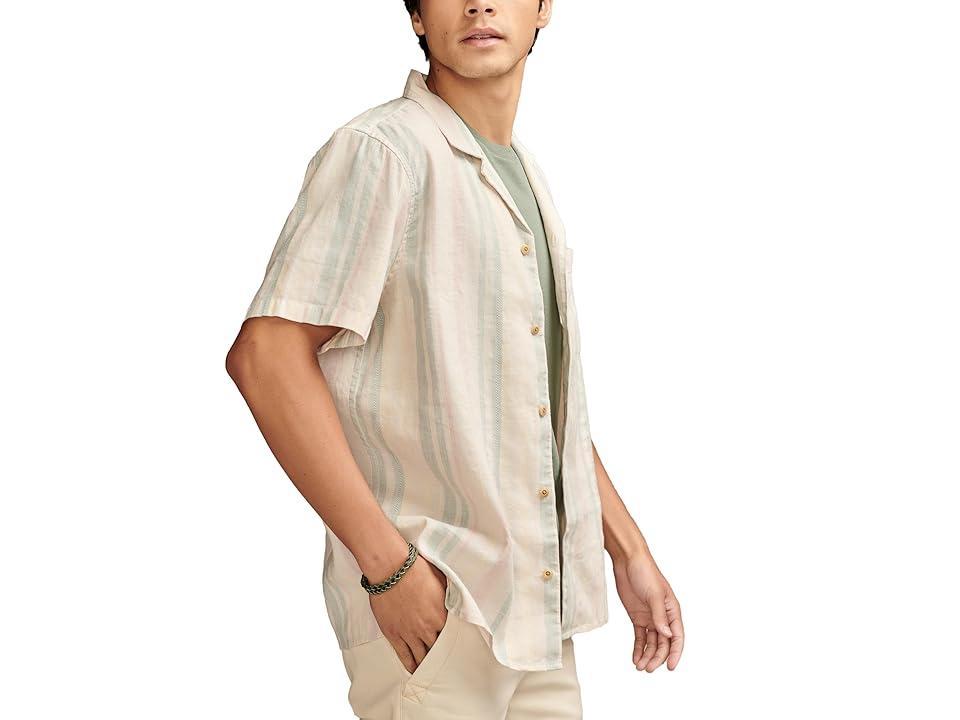 Lucky Brand Striped Linen Camp Shirt Stripe) Men's Clothing Product Image