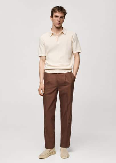 MANGO MAN - Cotton lyocell pleated pants wineMen Product Image