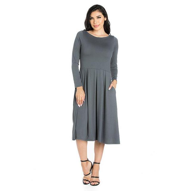 Womens 24Seven Comfort Apparel Long Sleeve Fit & Flare Dress with Pockets Product Image