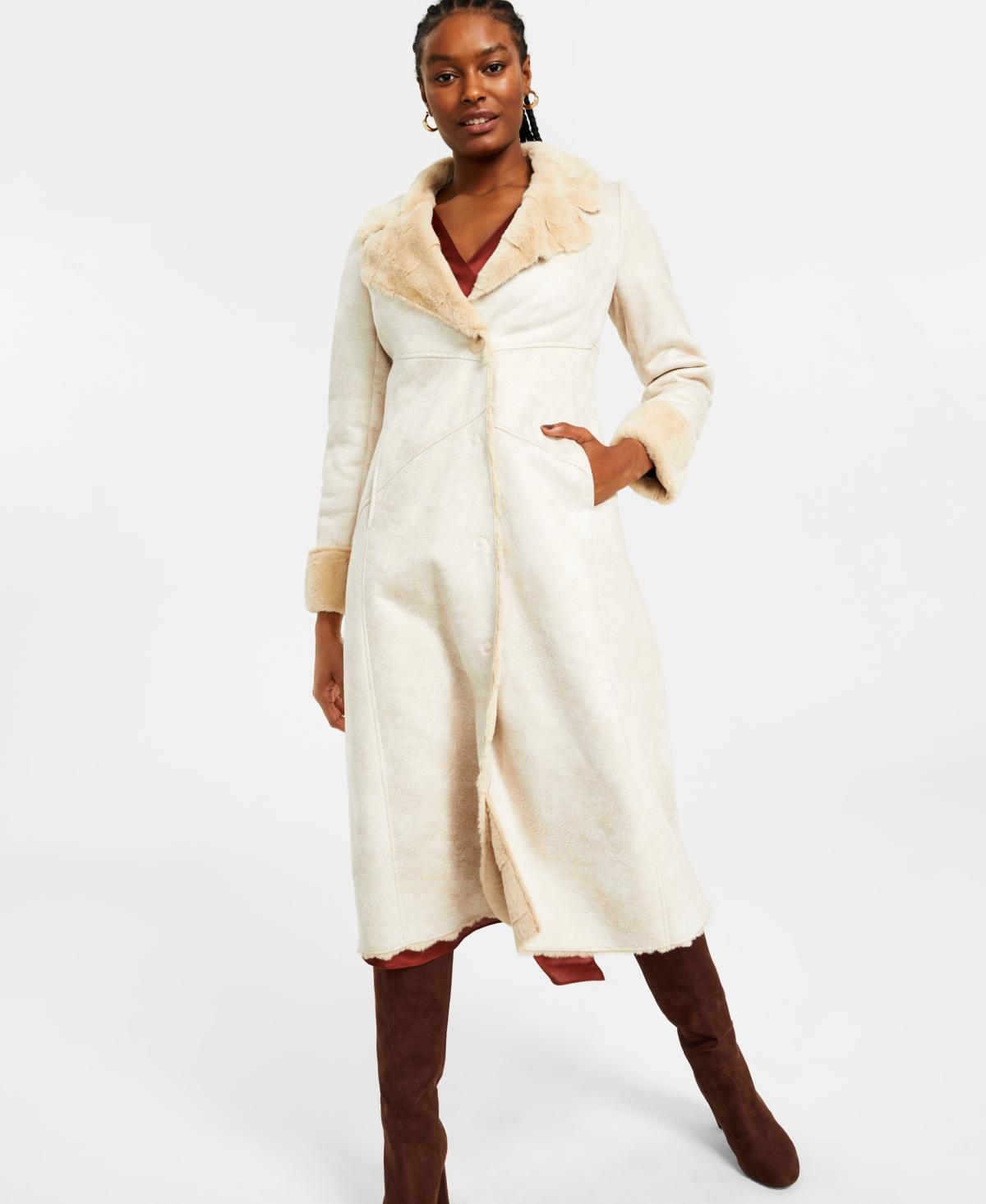 Via Spiga Longline Faux Shearling Coat Product Image