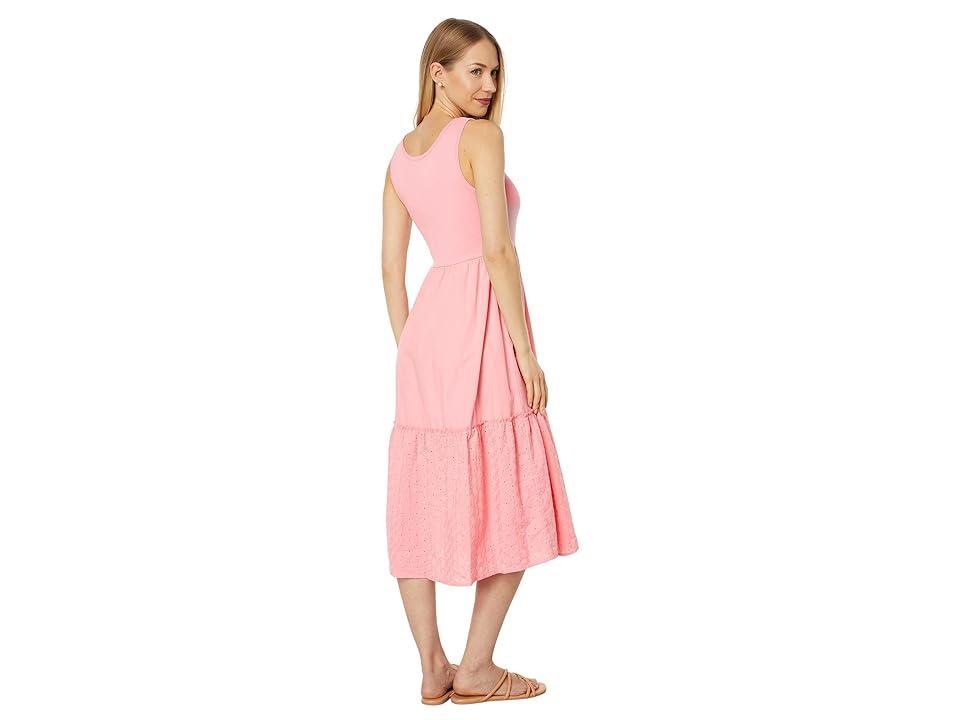 Tommy Hilfiger Sleeveless Mix Media Dress (English Rose) Women's Clothing Product Image