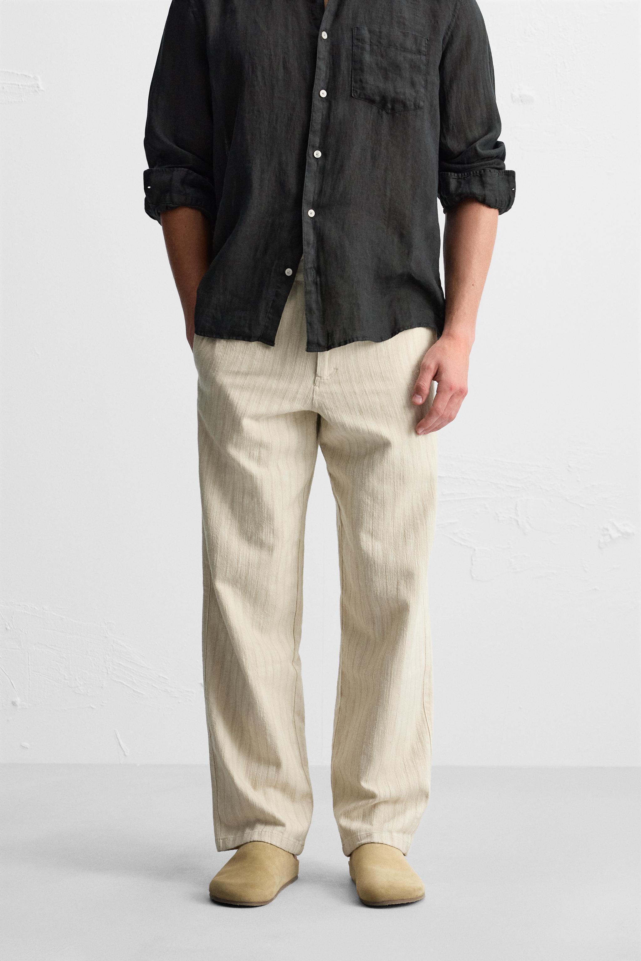 STRIPED TEXTURED PANTS Product Image