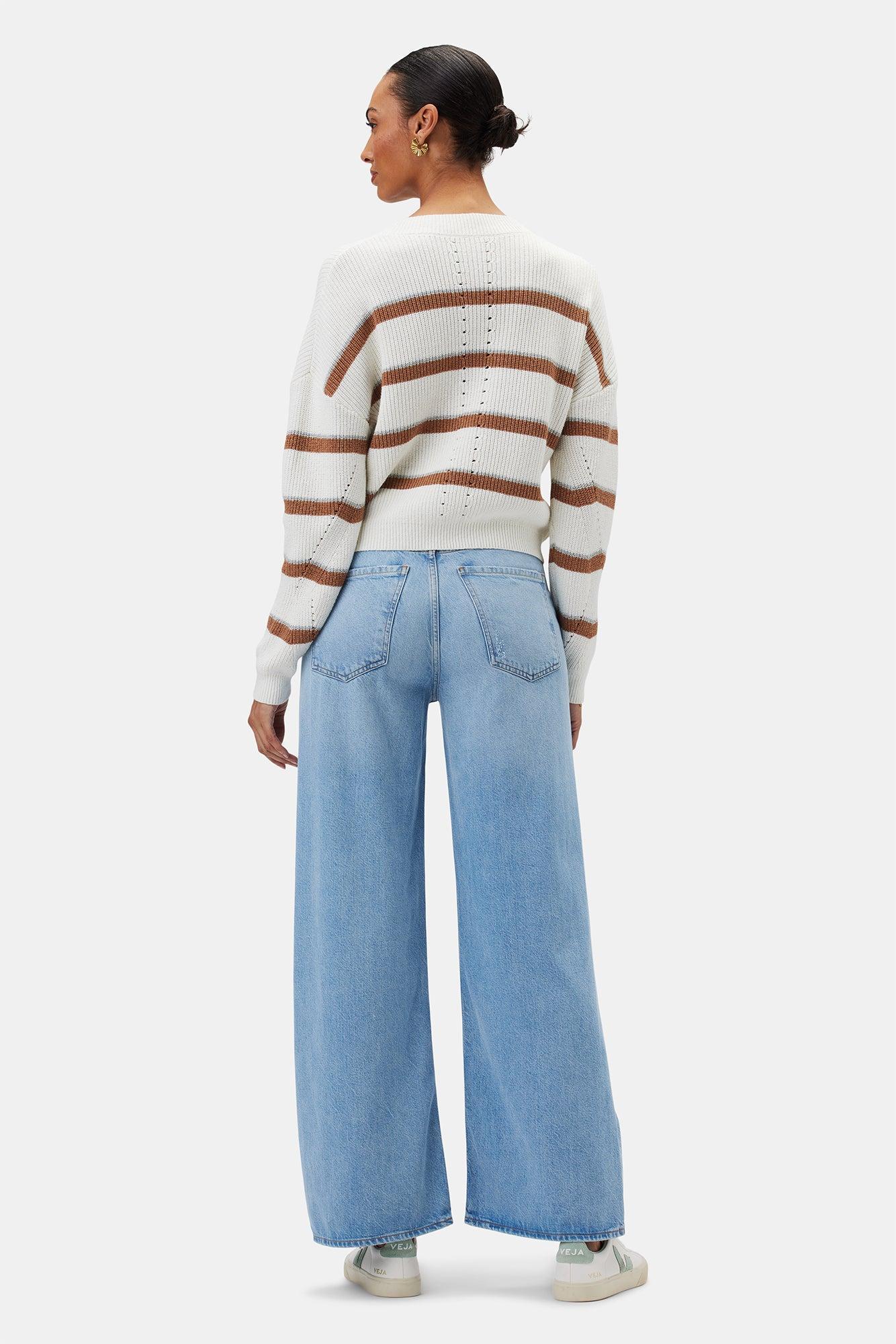 Emma Striped Sweater - Ivory Tan Gray Stripe Product Image