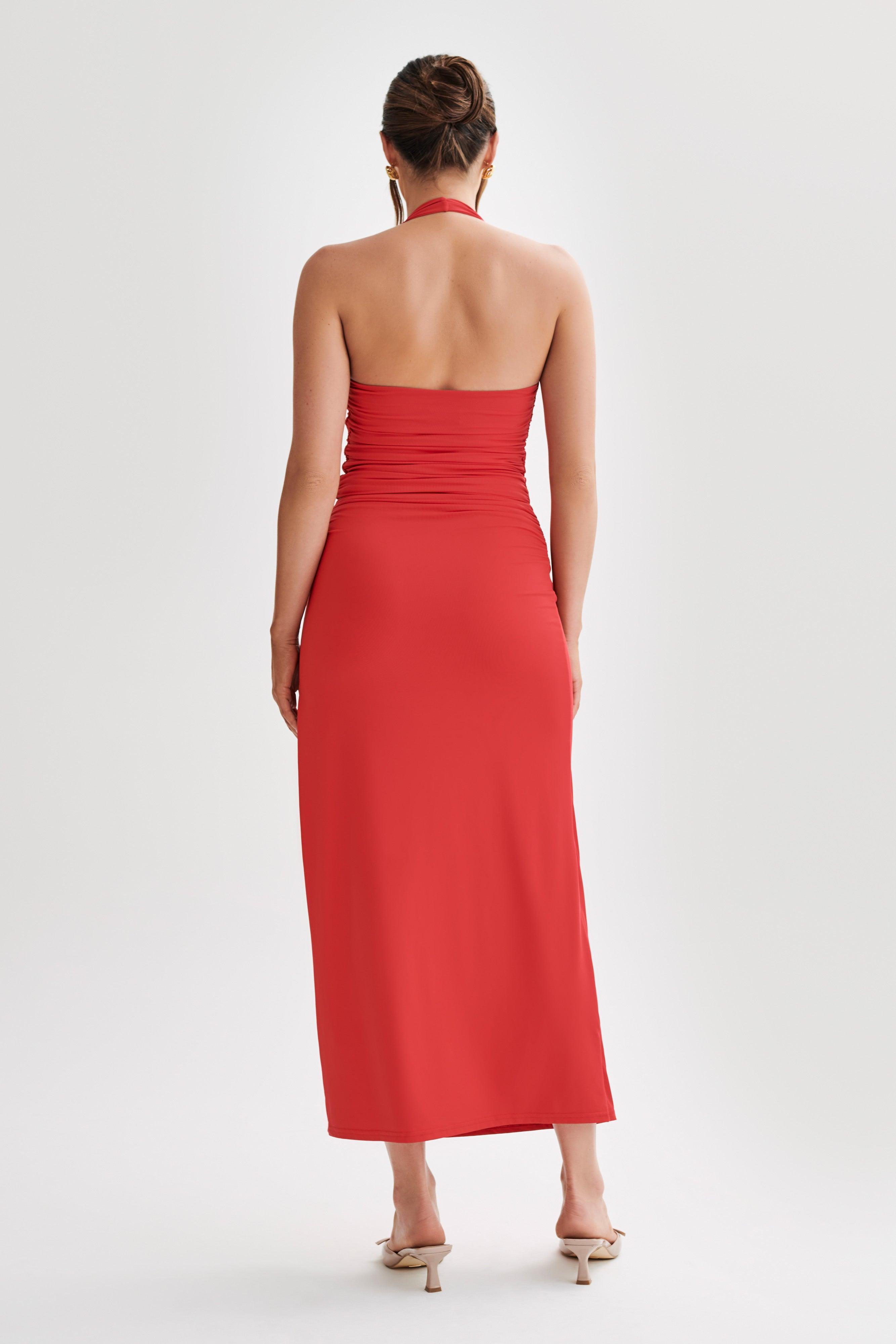 Emma Recycled Nylon Maxi Skirt - Red Product Image