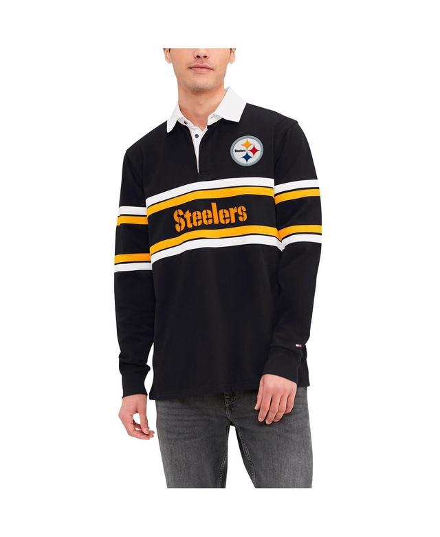 Mens Tommy Hilfiger Black Pittsburgh Steelers Cory Varsity Rugby Long Sleeve T-Shirt Product Image