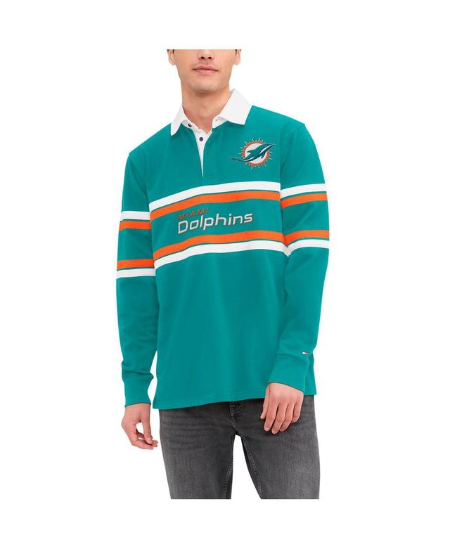 Mens Tommy Hilfiger Aqua Miami Dolphins Cory Varsity Rugby Long Sleeve T-shirt Product Image