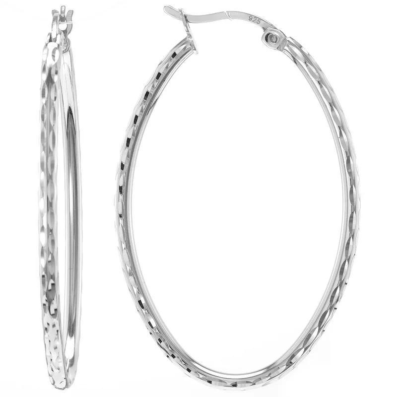 Judy Crowell Sterling Silver Oval Hoop Earrings, Womens Product Image