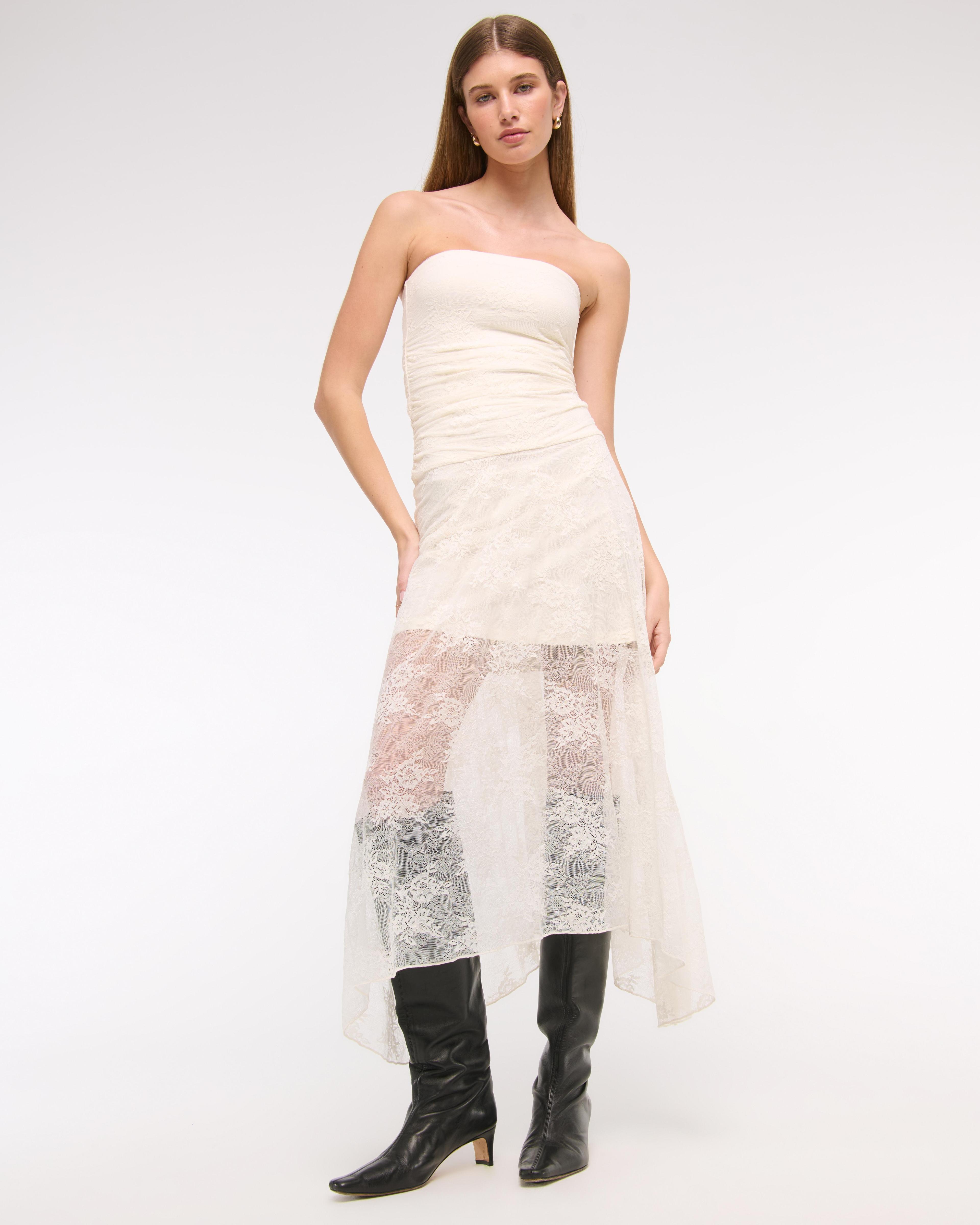 Strapless Lace Midi Dress Product Image