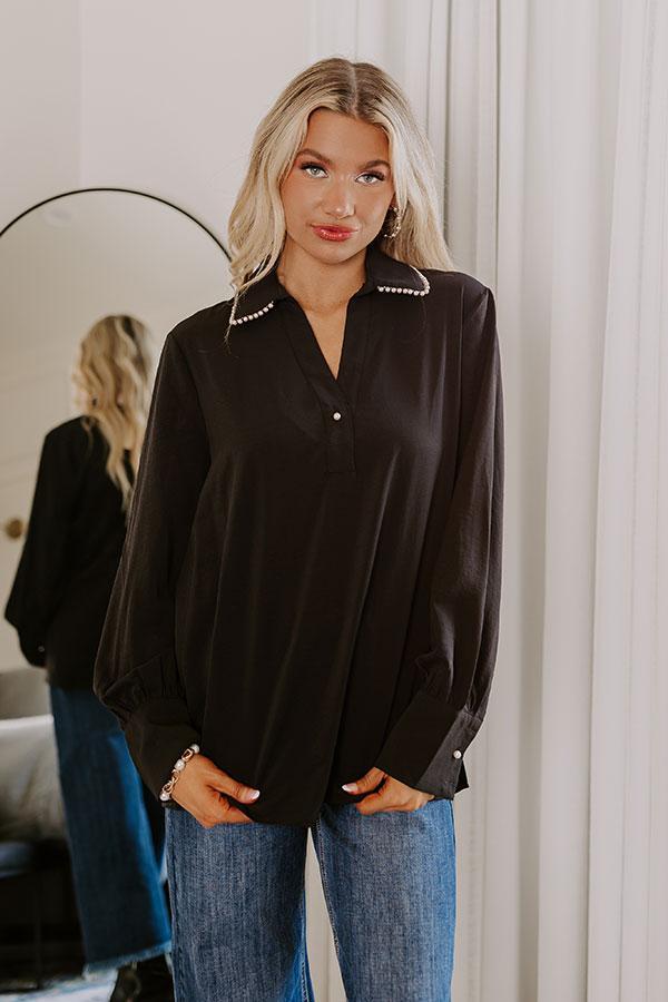 Luxe Lifestyle Pearl Embellished Top in Black Product Image