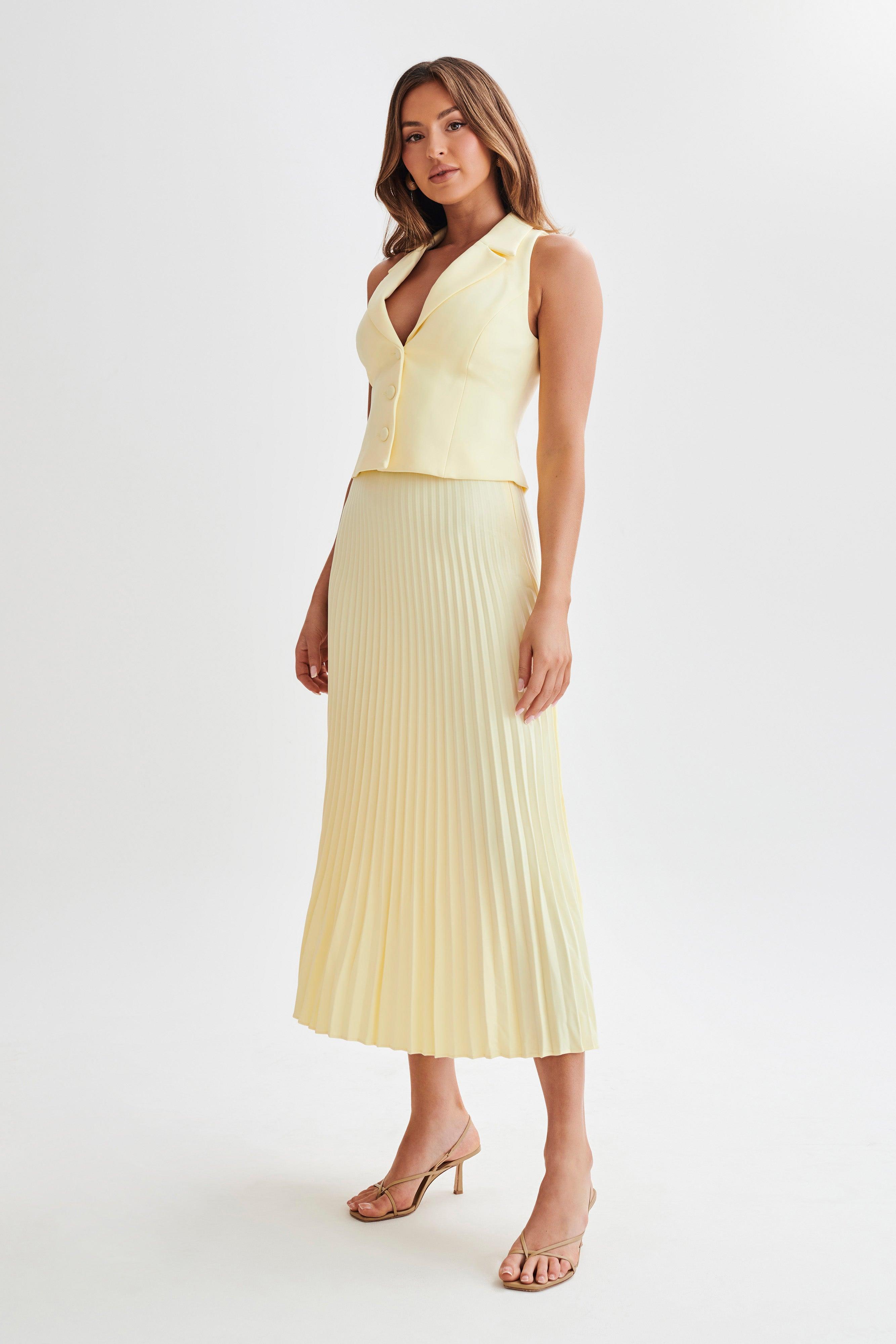 Twyla Pleated Suiting Maxi Skirt - Lemon product image