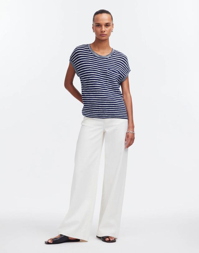 Ribbed Pocket Sweater Tee in Stripe Product Image