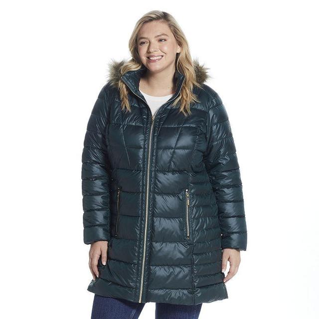 Plus Size Gallery Faux-Fur Hood Puffer Coat, Womens Product Image