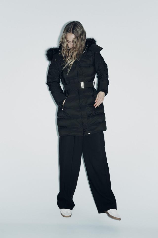 FAUX FUR HOODED DOWN PUFFER JACKET Product Image