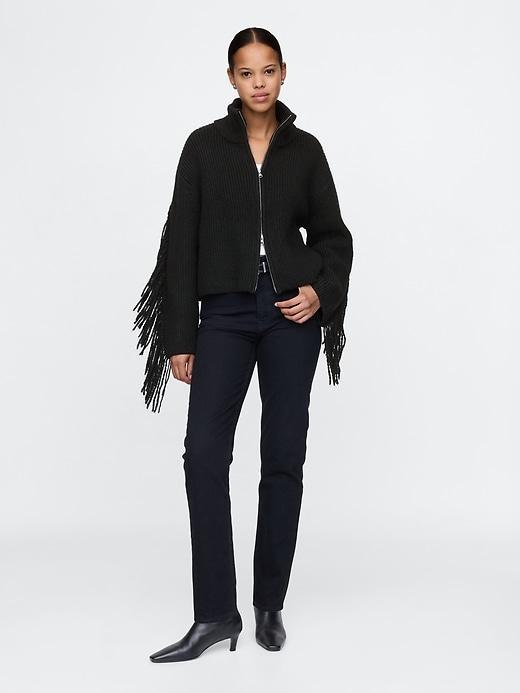 Fringe Zip Cardigan Product Image