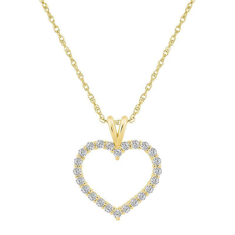 Alyson Layne 14k Gold 1/2 Carat T.W. Diamond Heart Pendant Necklace, Womens Product Image