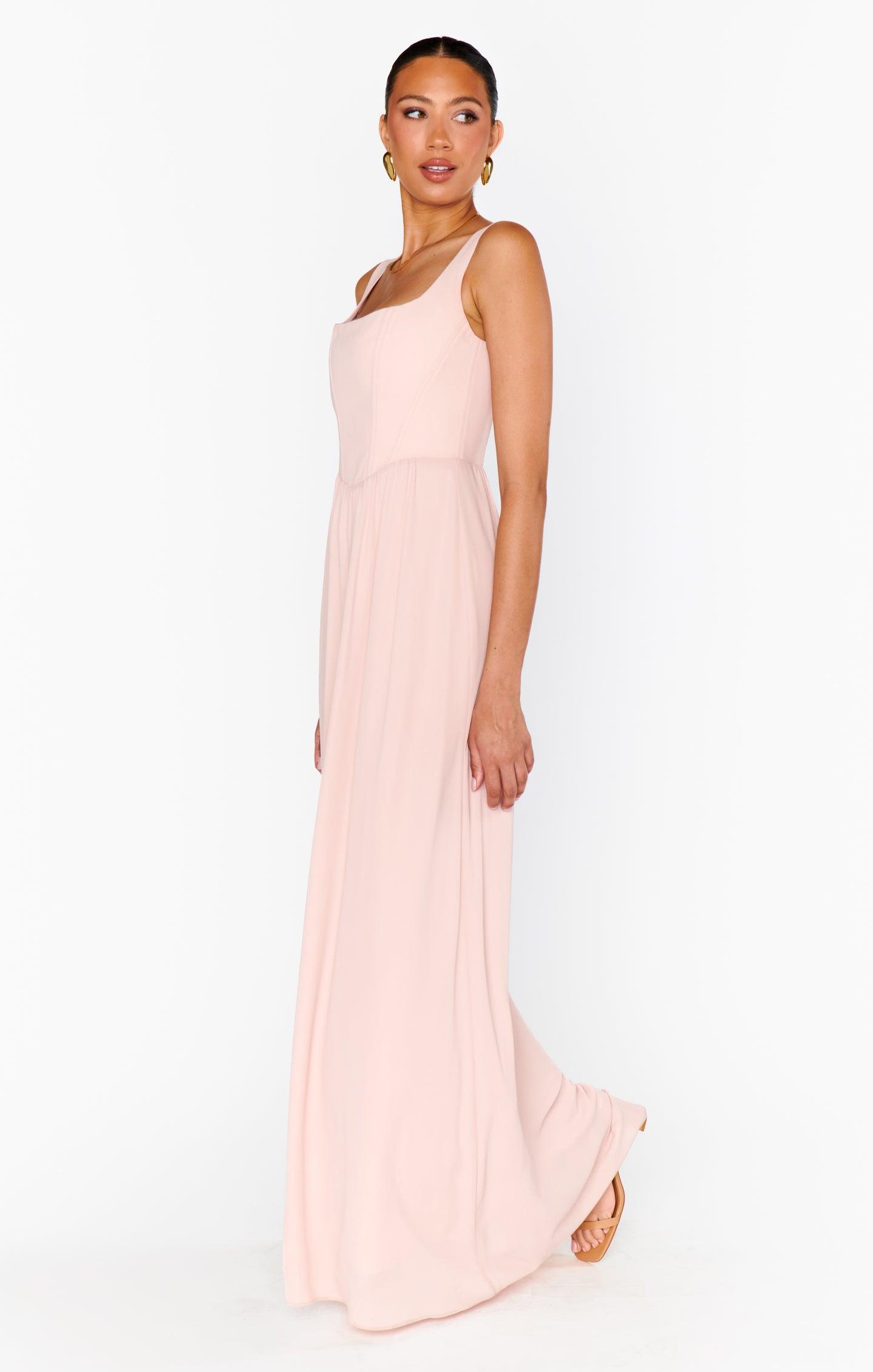 Nina Maxi Dress ~ Dusty Blush Crisp Product Image