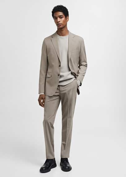 MANGO MAN - Slim-fit wool suit blazer light/pastel greyMen Product Image