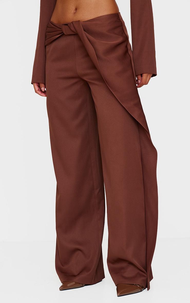 Chocolate Brown Twist Detail Pants Product Image