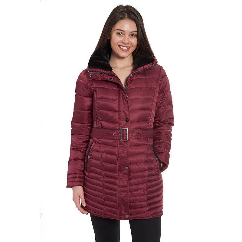 Womens Fleet Street Hooded Quilted Puffer Coat Red Product Image