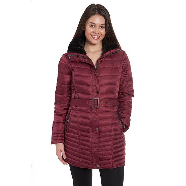 Womens Fleet Street Hooded Quilted Puffer Coat Red Product Image