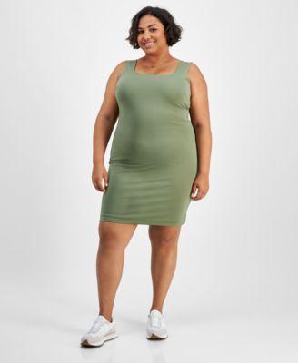 Trendy Plus Size Double-Layer Square-Neck Dress Product Image