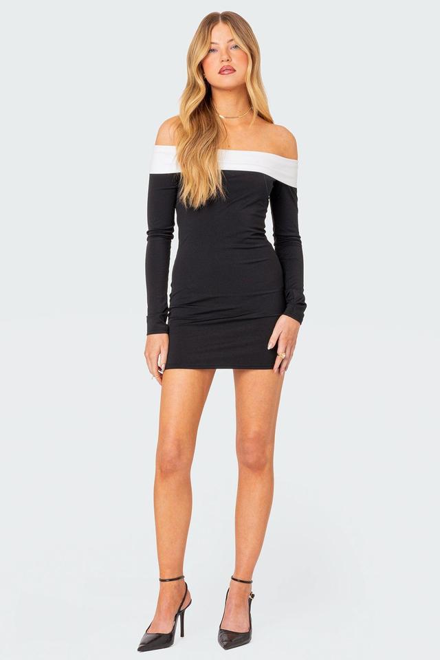 Yolanda Contrast Fold Over Mini Dress Product Image