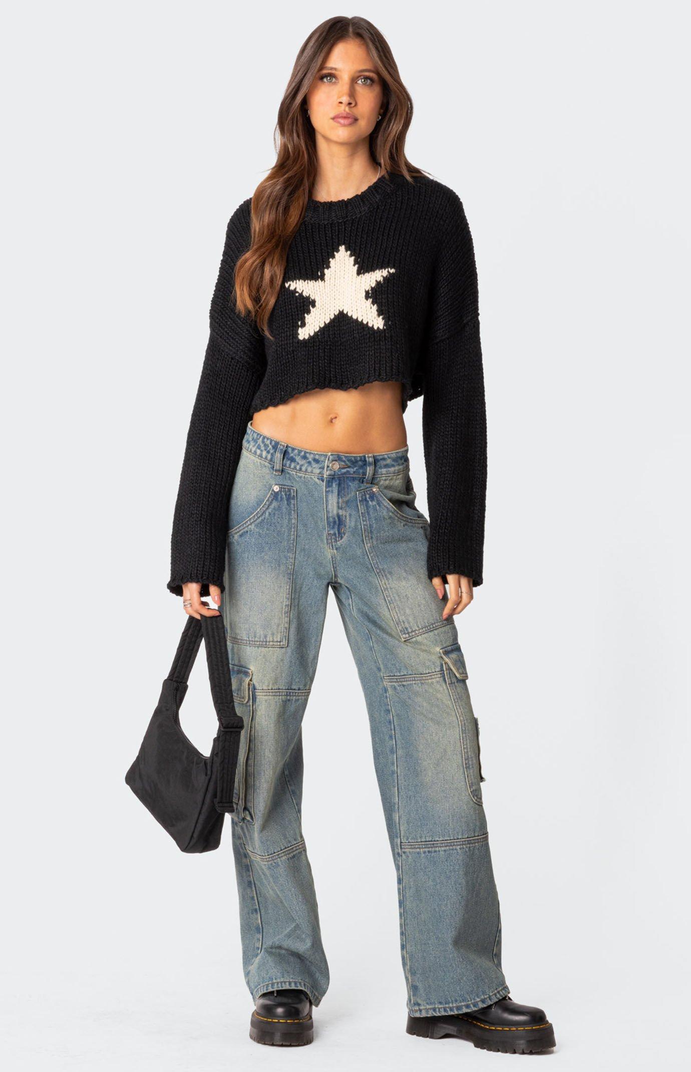 Edikted Womens Mega Star Cropped Sweater Product Image