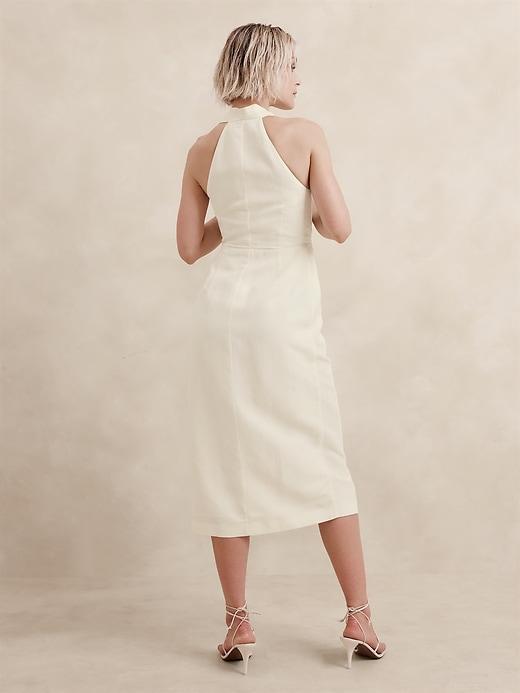 Silk-Linen Wrap-Effect Midi Dress Product Image