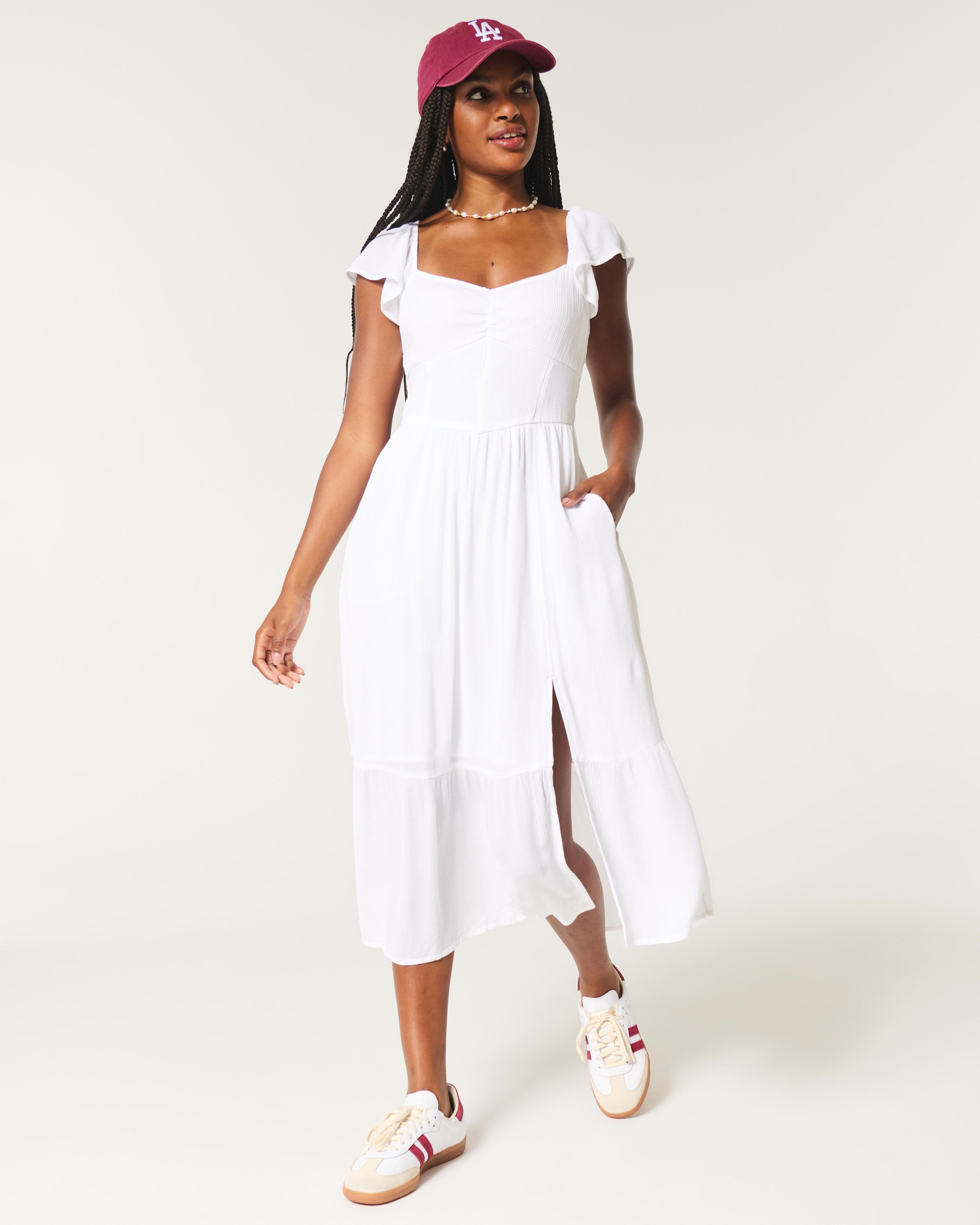 Cinch Bust V-Waist Midi Dress Product Image