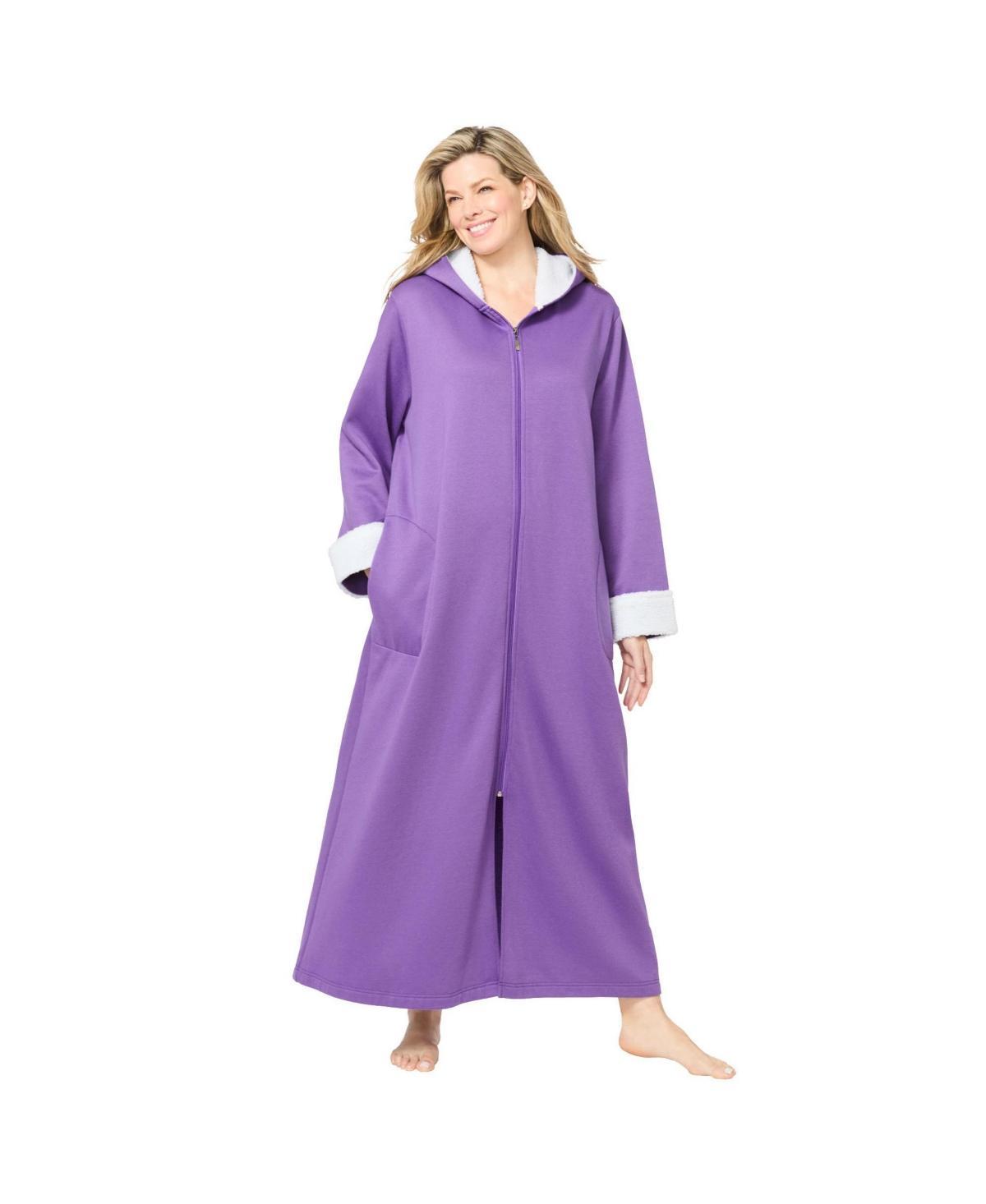 Dreams & Co. Womens Sherpa-Lined Long Hooded Robe Product Image