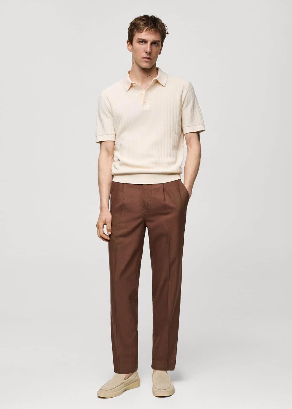 Mango Mens Cotton Lyocell Pleated Pants Product Image