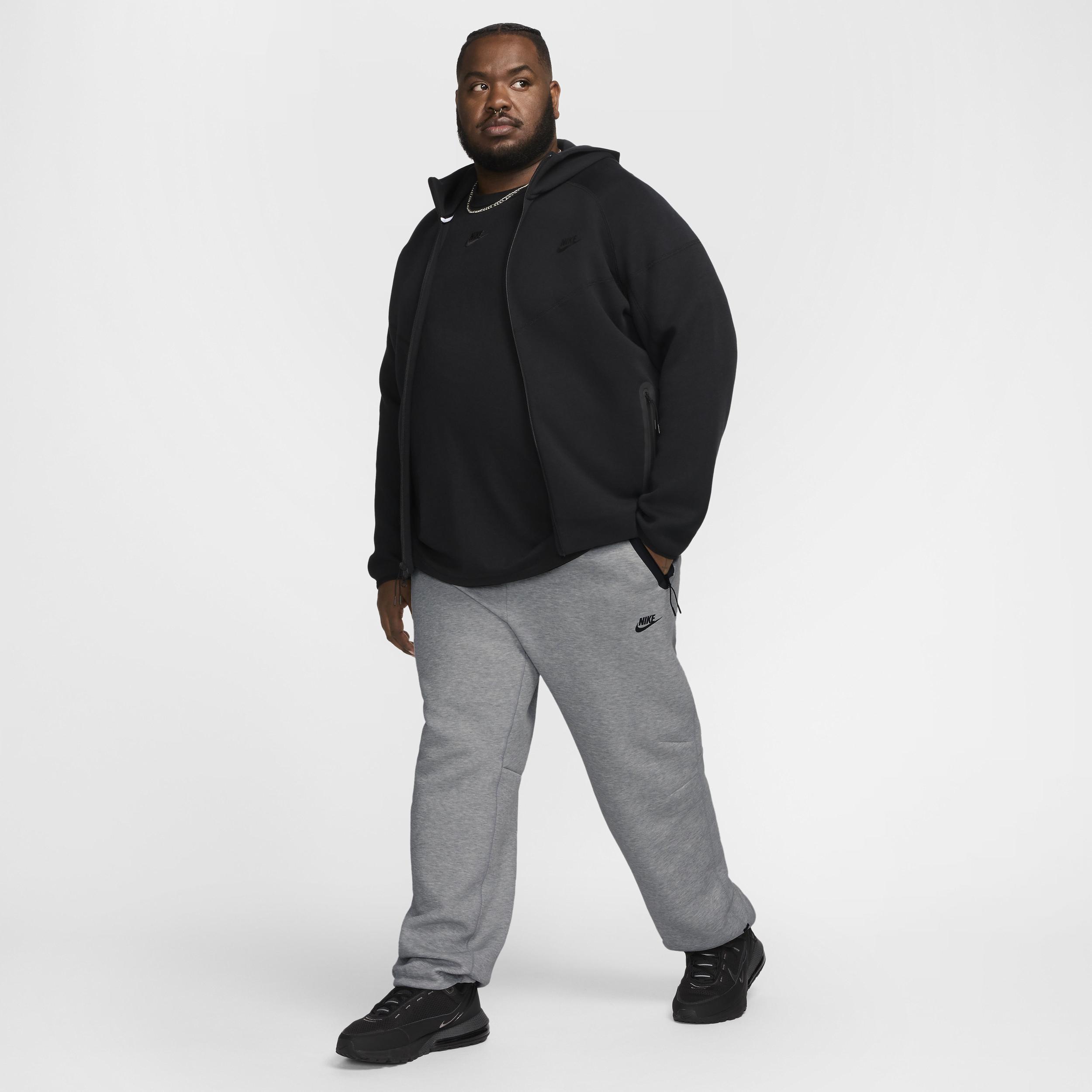 Nike Mens Tech Fleece Open Hem Pants - Black/Dk Grey Heather Product Image