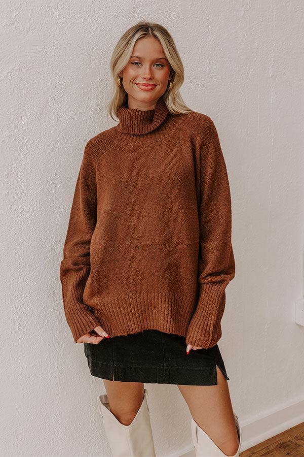 Fireside Cozy Knit Sweater in Chocolate Product Image