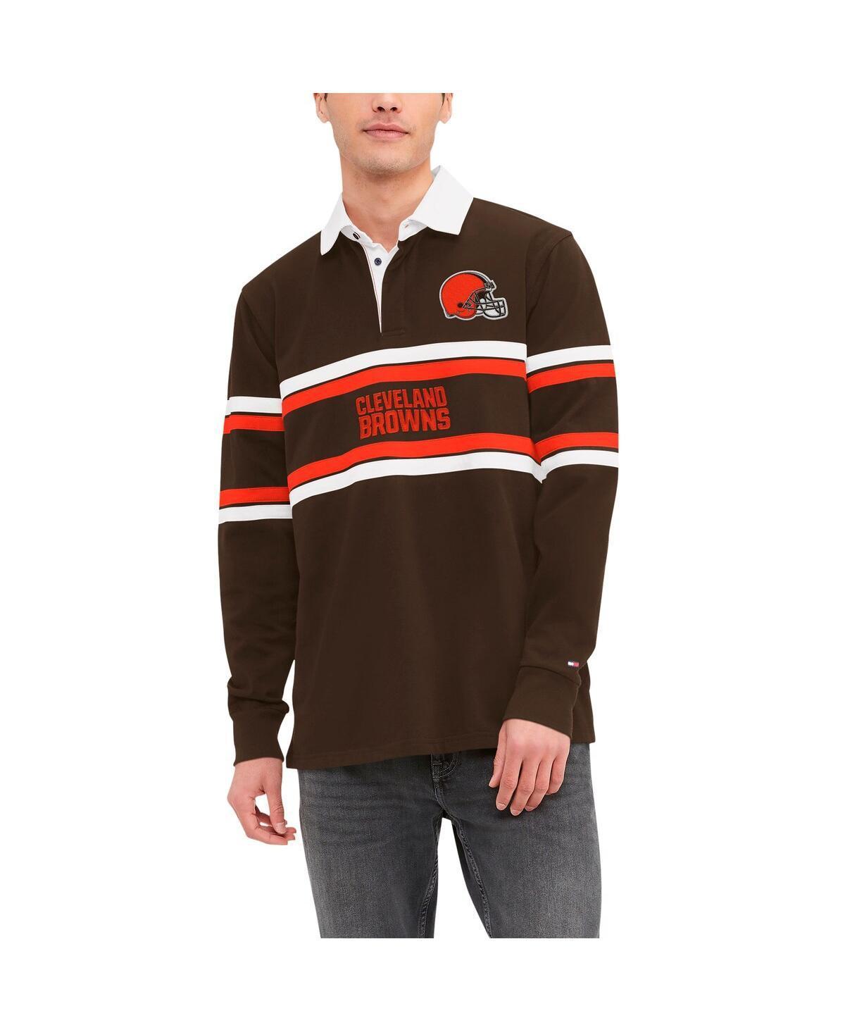 Tommy Hilfiger Mens Brown Cleveland Browns Cory Varsity Rugby Long Sleeve T-Shirt - Brown Product Image