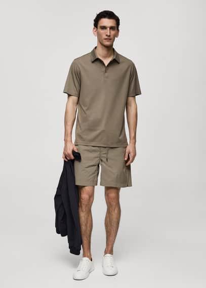 MANGO MAN - Water repellent drawstring Bermuda shorts khakiMen Product Image