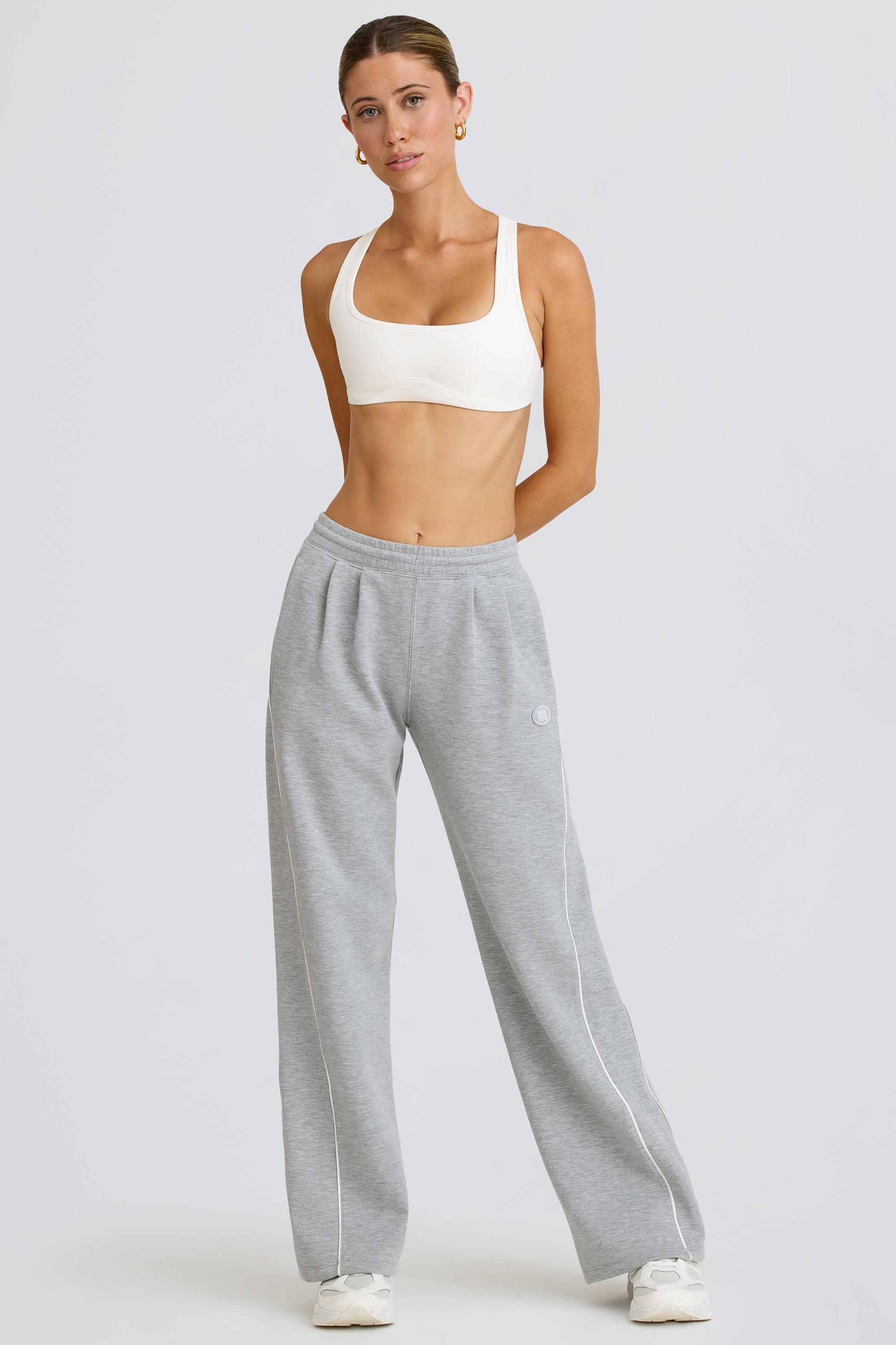 Petite Mid-Rise Straight-Leg Joggers in Grey Marl Product Image